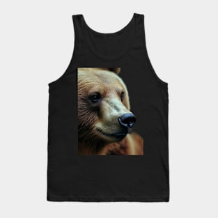 A brown bear in nature that looks cute and cuddly looks warm. Tank Top